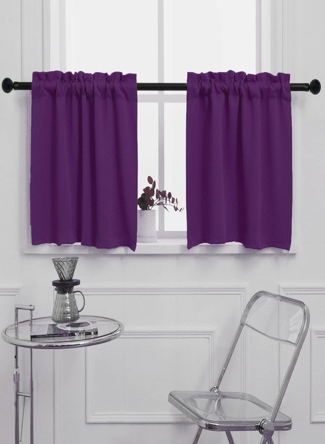 Pickluc ستارة Pickluc Purple Cafe نصف نافذة - طول 24 بوصة، ستارة مطبخ صغيرة بجيب للعمود، ستارة معتمة للنوافذ الصغيرة، عرض 30 بوصة × طول 24 بوصة، لوحتان - Image 1